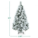 Flocked Hinged Artificial Christmas Slim Tree with Pine Needles-5 ft