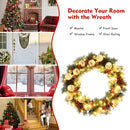 30-Inch Pre-lit Flocked Artificial Christmas Wreath with Mixed Decorations