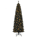 Pre-lit Christmas Halloween Tree with PVC Branch Tips and Warm White Lights-7 ft