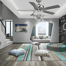 52" Crystal Ceiling Fan Lamp w- 5 Reversible Blades-Silver