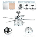 52" Classical Crystal Ceiling Fan Lamp