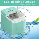 26 lbs Countertop LCD Display Ice Maker with Ice Scoop-Light Green