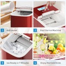 26 lbs Countertop LCD Display Ice Maker with Ice Scoop-Red