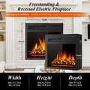 18" Electric Fireplace Insert Freestanding and Recessed Heater Log Flame Remote