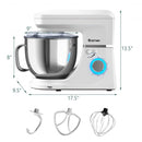 7.5 QT Tilt-Head Stand Mixer 6 Speed 660W with Dough Hook Beater -White