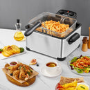 Electric Deep Fryer 5.3QT-21-Cup Stainless Steel 1700W with Triple Basket