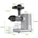 Horizontal Slow Masticating Extractor Juicer with Brush-Silver