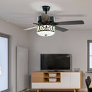 52" Ceiling Fan with Light Reversible Blade and Adjustable Speed-Black