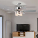 52" Ceiling Fan with Light Reversible Blade and Adjustable Speed-Silver