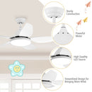 42 Inch Kid Ceiling Fan with LED Light and Color Temperature Remote Control-White