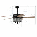 52 Inches Modern Ceiling Fan with Light and Reversible Blades-Black