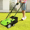 12Amp Corded Scarifier 13” Electric Lawn Dethatcher with 40L Collection Bag -Green