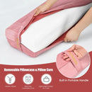 Yoga Bolster Pillow with Washable Cover and Carry Bag-Pink