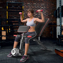 All-in-1 Adjustable Weight Folding Workout Bench with Elastic Cable-Black