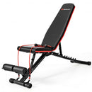 Foldable Weight Bench Multifunctional Dumbbell Gym Bench with Elastic Ropes Black