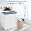 Twin Tub Portable Washing Machine with Timer Control and Drain Pump for Apartment-Gray