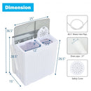 Twin Tub Portable Washing Machine with Timer Control and Drain Pump for Apartment-Gray