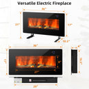 36" Electric Wall Mounted Freestanding Fireplace with Remote Control-Black