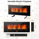 42" Electric Wall Mounted Freestanding Fireplace with Remote Control-Black