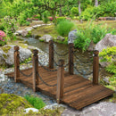 5 ft Wooden Garden Bridge Arc Footbridge Stained Finish Walkway with Safety Rails