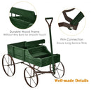Wooden Wagon Plant Bed With Wheel for Garden Yard-Green
