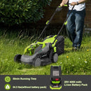 13” Cordless Lawn Mower with Brushless Motor  4Ah Battery and Charger(2*20V)-Green