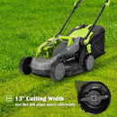 13” Cordless Lawn Mower with Brushless Motor  4Ah Battery and Charger(2*20V)-Green