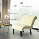 Upholstered Tufted Lounge Chair with Wood Leg-Beige