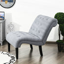 Upholstered Tufted Lounge Chair with Wood Leg-Light Gray