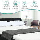 Queen Faux Leather Upholstered Platform Bed Frame Adjustable Headboard-Black