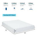 10 Inches Air Foam Pressure Relief Bed Mattress with Removable Soft Cover-Twin Size