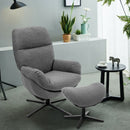 Modern Swivel Rocking Chair and Ottoman Set with Aluminum Alloy Base-Gray