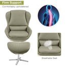 Swivel Top Grain Leather Lounge Armchair Rocking Chair with Ottoman-Gray