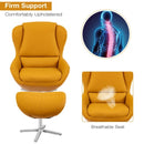 Swivel Top Grain Leather Lounge Armchair Rocking Chair with Ottoman-Yellow