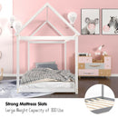 Stable Kids Platform Floor Bed with Roof ang Heavy-Duty Slats-White