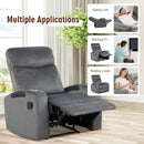 Recliner Chair Single Sofa Lounger with Arm Storage and Cup Holder for Living Room-Gray
