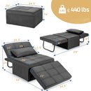 Sofa Bed 4 in 1 Multi-Function Convertible Sleeper Folding footstool-Gray