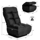 Swivel Folding Floor Gaming Chair with 6 Adjustable Positions  and Metal Base-Black