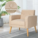 Modern Accent Chair Upholstered Linen Armchair with Rubber Wood Legs-Beige