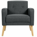 Modern Accent Chair Upholstered Linen Armchair with Rubber Wood Legs-Gray