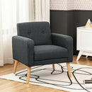 Modern Accent Chair Upholstered Linen Armchair with Rubber Wood Legs-Gray