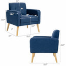 Modern Accent Chair Upholstered Linen Armchair with Rubber Wood Legs-Navy