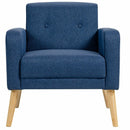 Modern Accent Chair Upholstered Linen Armchair with Rubber Wood Legs-Navy