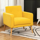 Modern Accent Chair Upholstered Linen Armchair with Rubber Wood Legs-Yellow