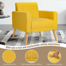 Modern Accent Chair Upholstered Linen Armchair with Rubber Wood Legs-Yellow