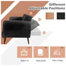 Convertible Futon Sofa Bed PU Adjustable Couch Sleeper with Wood Legs-Black