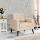 Modern Tufted Accent Chair w- Rubber Wood Legs-Beige