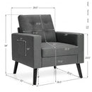 Modern Tufted Accent Chair w- Rubber Wood Legs-Gray