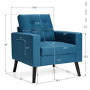 Modern Tufted Accent Chair w- Rubber Wood Legs-Blue