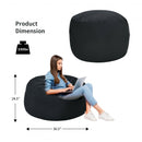 3' Bean Bag Chair with Microfiber Cover and Independent Sponge Filling-Black